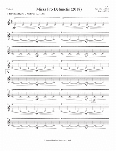 Missa Pro Defunctis (2018) violin 1 part