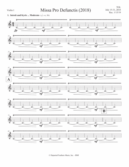 Missa Pro Defunctis (2018) violin 1 part