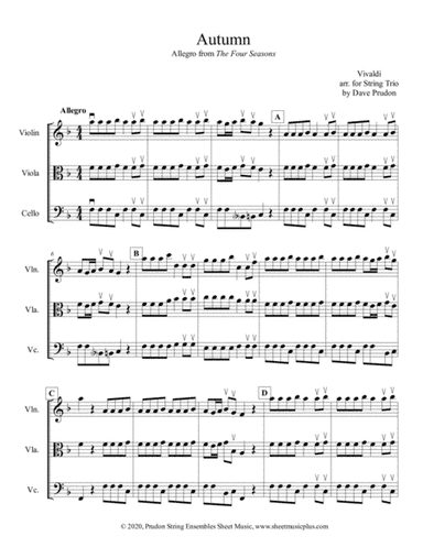 Vivaldi Autumn (Allegro) for String Trio (arr. Dave Prudon)
