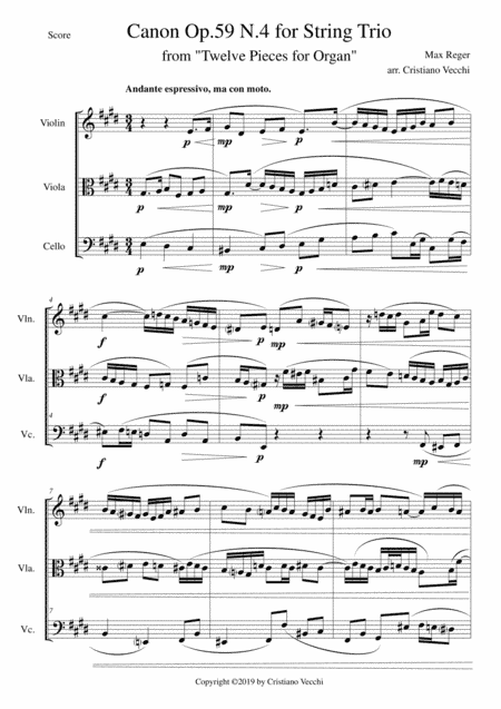 Canon Op.59 N.4 for String Trio (arr. Cristiano Vecchi)