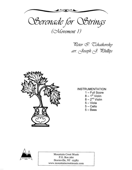 Serenade for Strings, Movement 1-score (arr. Joseph J. Phillips)