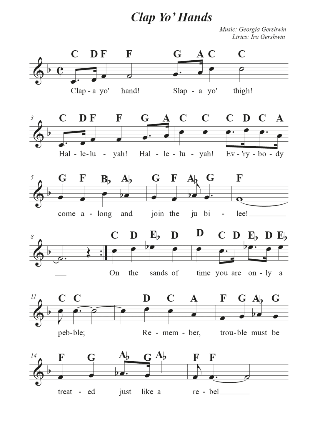 Clap Yo' Hands - Very Easy (arr. Avgusta Udartseva)