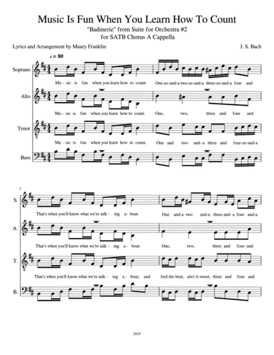 Music Is Fun When You Learn How To Count (arr. Maury Franklin arrangement and lyrics)