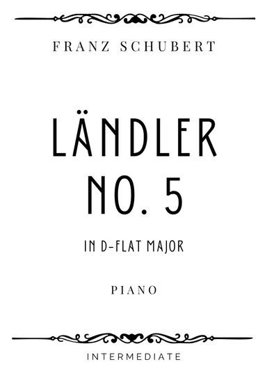 Schubert - Ländler No. 5 in D Flat Major - Intermediate (arr. Piacere Music Sheets)