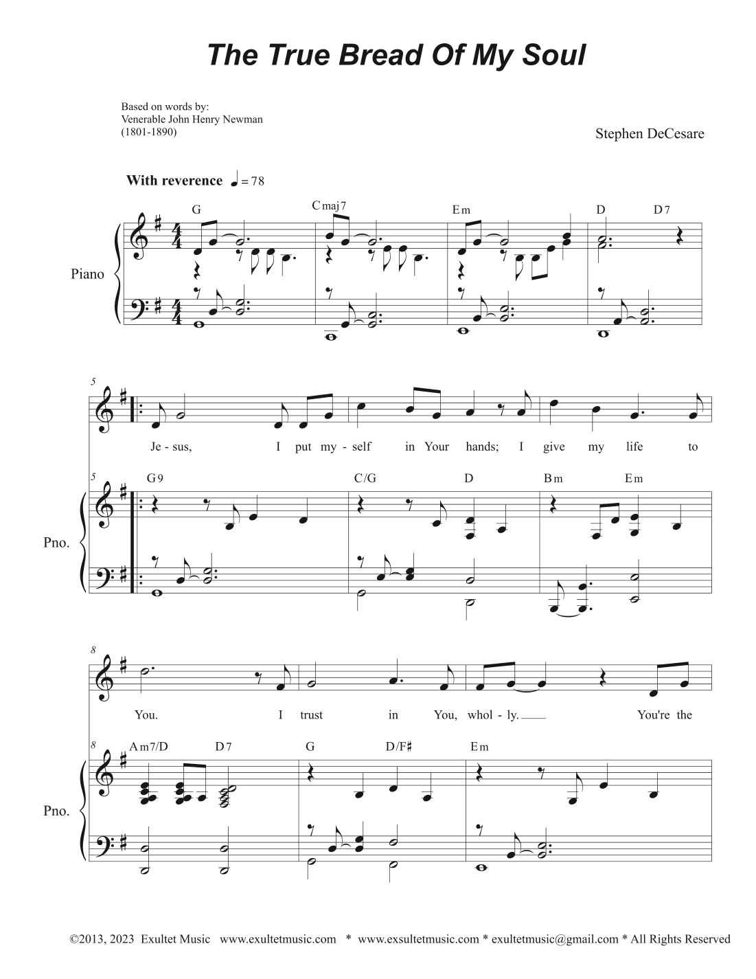 The True Bread Of My Soul (Unison choir)