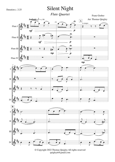 Silent Night (Flute Quartet) (arr. Thomas Quigley)