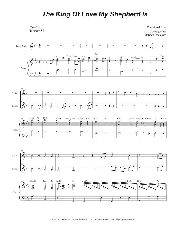 The King Of Love My Shepherd Is (Duet for Soprano and Tenor Saxophone) (arr. Stephen DeCesare)