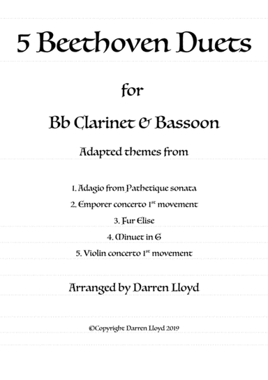 5 Beethoven duets - Bb Clarinet & Bassoon (arr. Darren Lloyd)