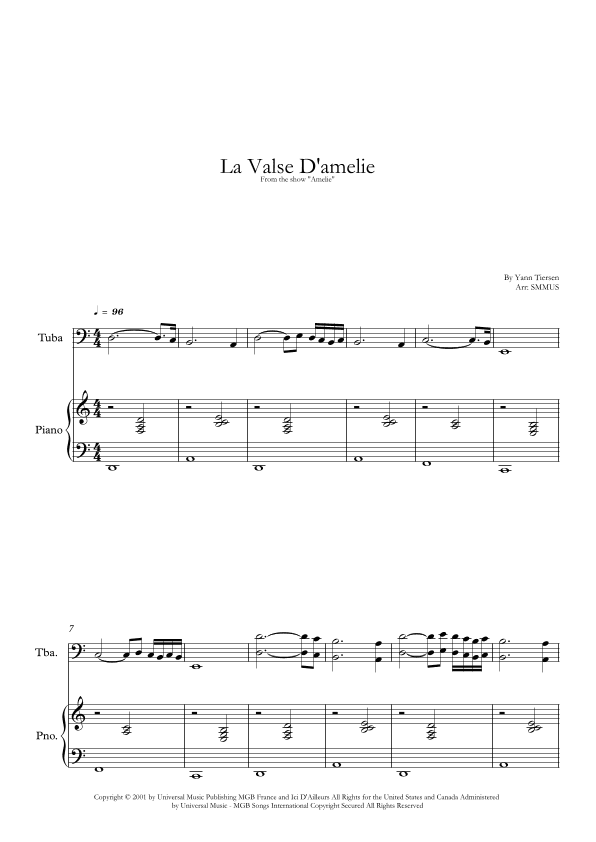 La Valse D'amelie (arr. SMMUS)