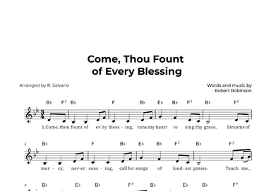 Come Thou Fount of Every Blessing (Key of B-Flat Major) (arr. R. Salvario)