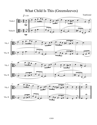 What Child Is This (Greensleeves) for viola duet (arr. B C Dockery)
