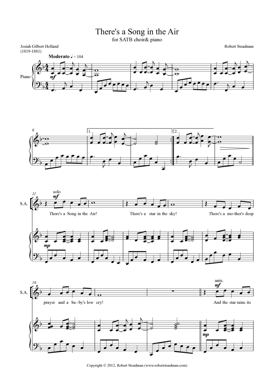 There's a Song in the Air (for SATB choir & piano)