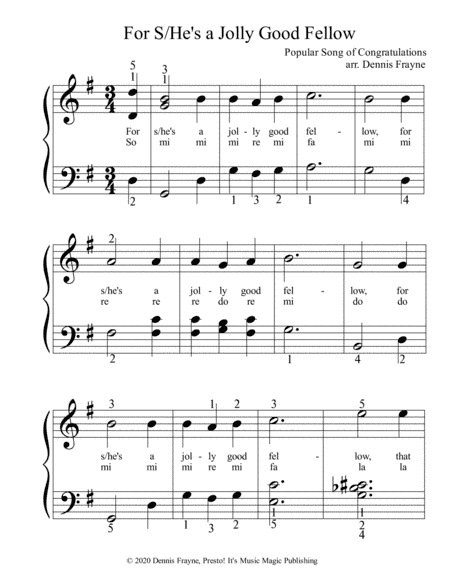 For He's a Jolly Good Fellow / For She's a Jolly Good Fellow (arr. Dennis Frayne)