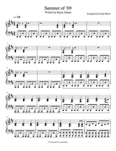 Summer Of '69 (arr. Joseph Ritzer)