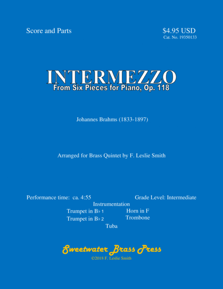 Intermezzo (from Six Pieces for Piano, Op. 118) (arr. F. Leslie Smith)