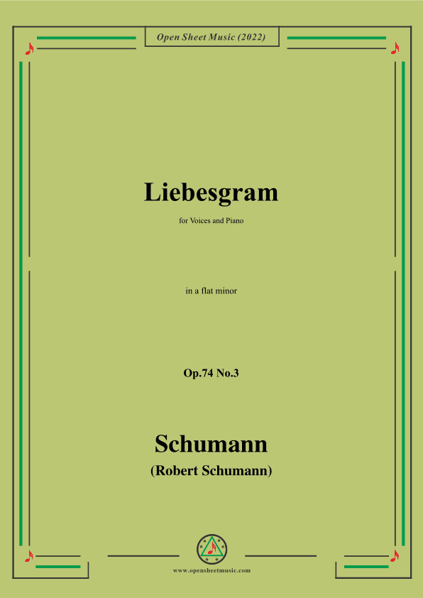 Schumann-Liebesgram,Op.74 No.3,in a flat minor (arr. OSM Press)