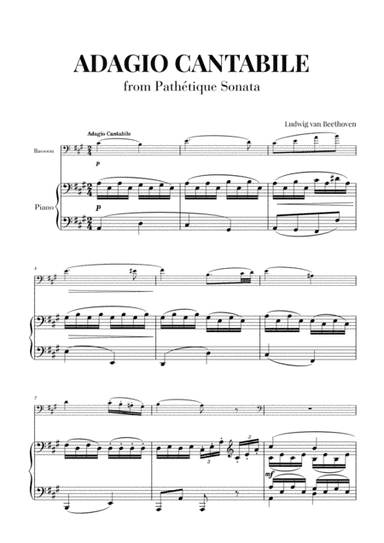 Sonata Pathetique (2nd Movement) - Adagio Cantabile for Bassoon and Piano (arr. Cadenza Editions)