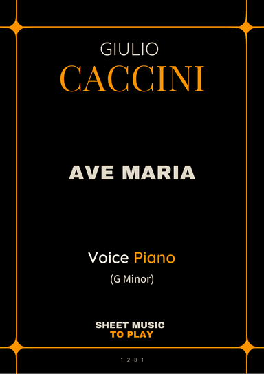 Caccini - Ave Maria - Voice and Piano - G Minor (Full Score and Parts) (arr. César Madeira)