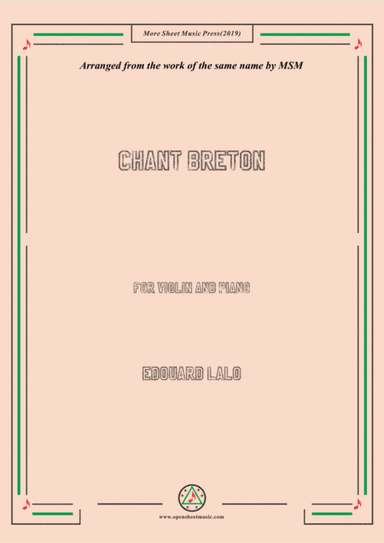 Lalo-Chant breton, for Violin and Piano (arr. MSM)