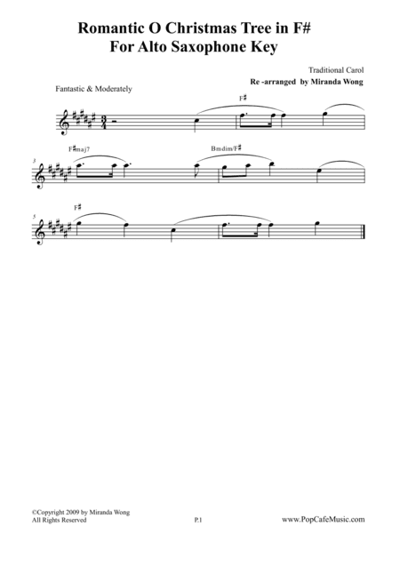 O Christmas Tree - Alto Saxophone + Concert Key (arr. Miranda Wong)