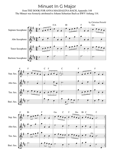 Minuet In G Major (with chords) (arr. Alex Nunes Rodrigues)