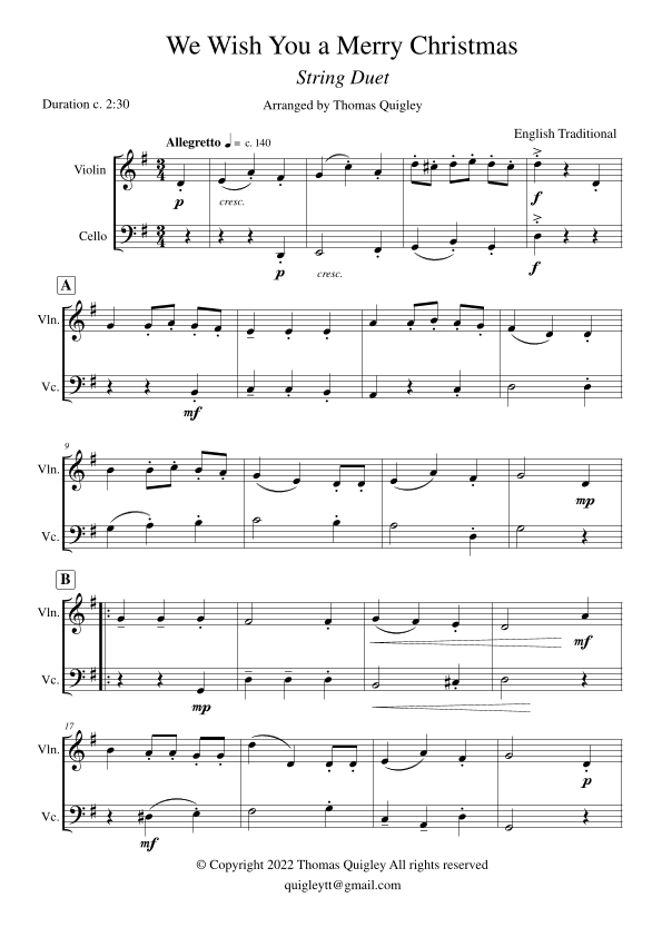 We Wish You a Merry Christmas (arr. Thomas Quigley)