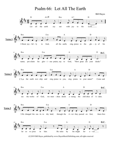 Psalm 66:  Let All The Earth - Leadsheet:
