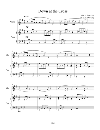 Down at the Cross (violin solo) with optional piano accompaniment (arr. B. C. Dockery)