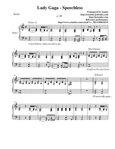 Speechless (arr. Jenton Lee)