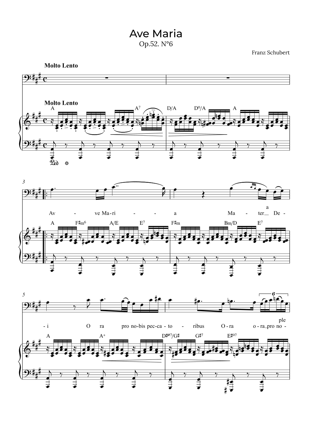 Ave Maria Schubert - Baritone with chords in A (arr. Alex Nunes Rodrigues)