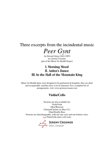 Grieg: "Morning Mood, Anitra's Dance, and In the Hall of the Mountain King" from Peer Gynt - Music f (arr. Jeremy Crosmer)