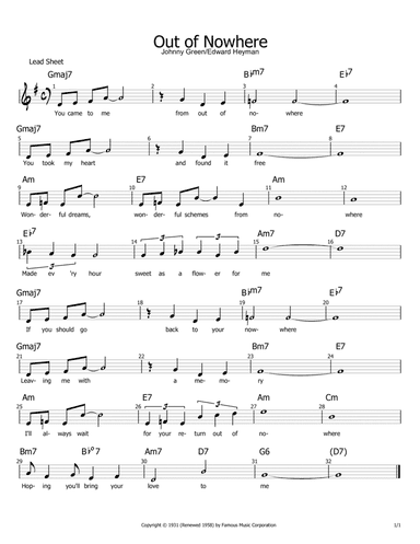 Out Of Nowhere (arr. Philip Jackson)