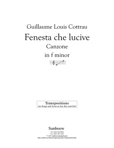 Cottrau: Fenesta che lucive (transposed to f minor) (arr. Sunbow)
