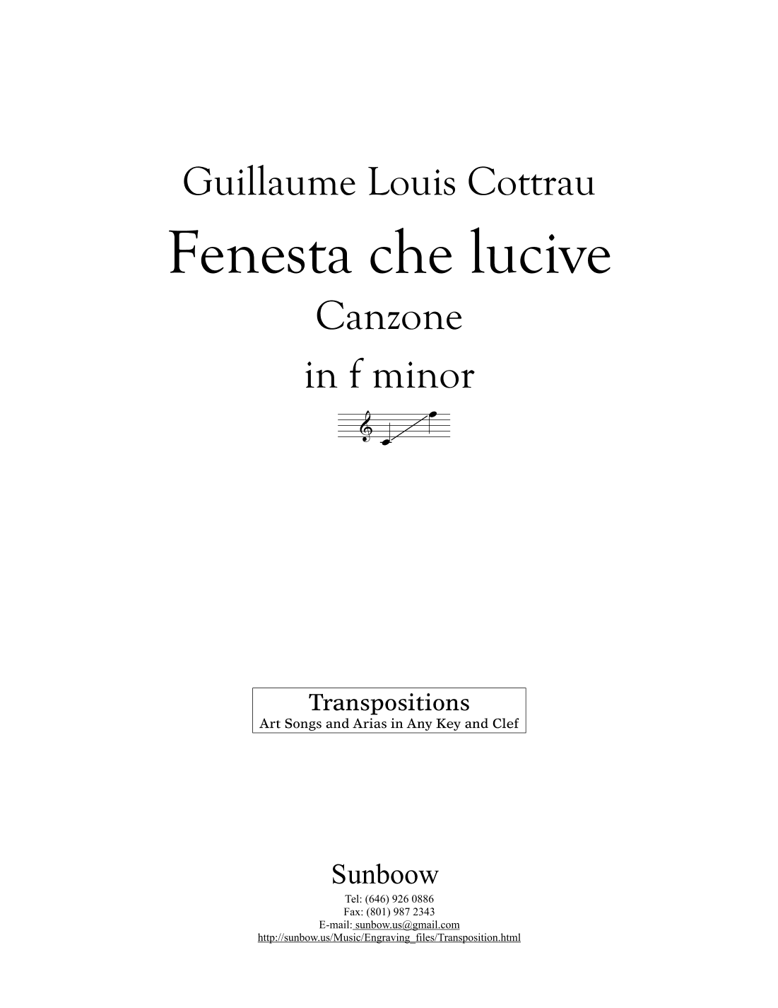 Cottrau: Fenesta che lucive (transposed to f minor) (arr. Sunbow)