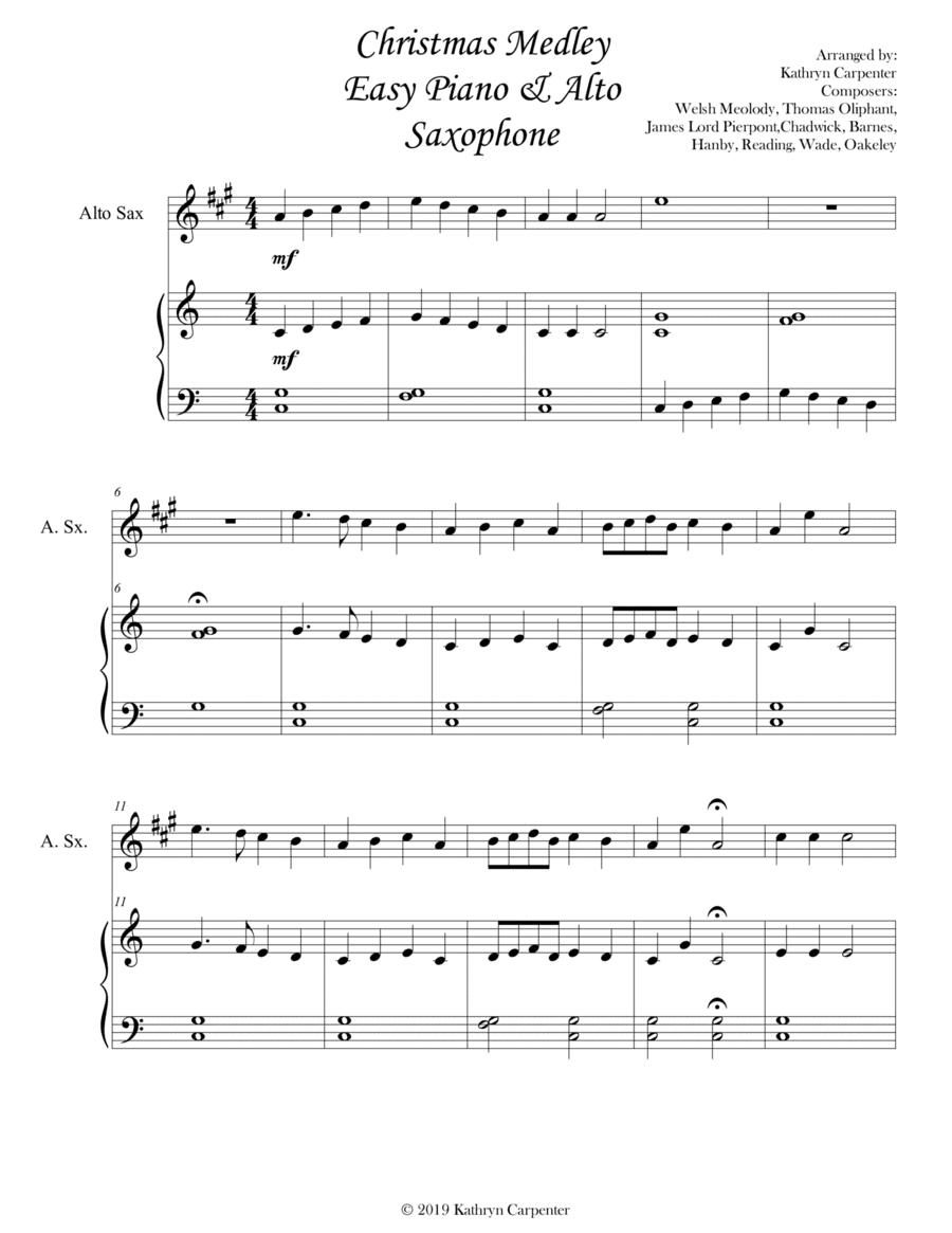 Christmas Medley (Easy Piano & Alto Saxophone) (arr. Kathryn Carpenter)