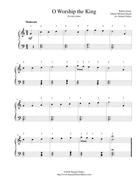 O Worship the King - for easy piano (arr. Samuel Stokes)