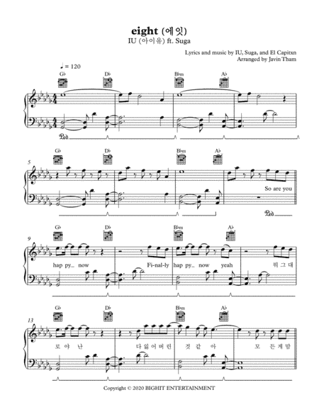 Eight (prod. & Feat. Suga Of Bts) (arr. Javin Tham)