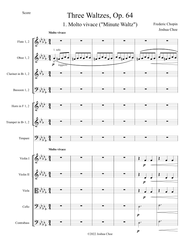 Minute Waltz ("Valse du petit chien") (arr. Joshua Choe)