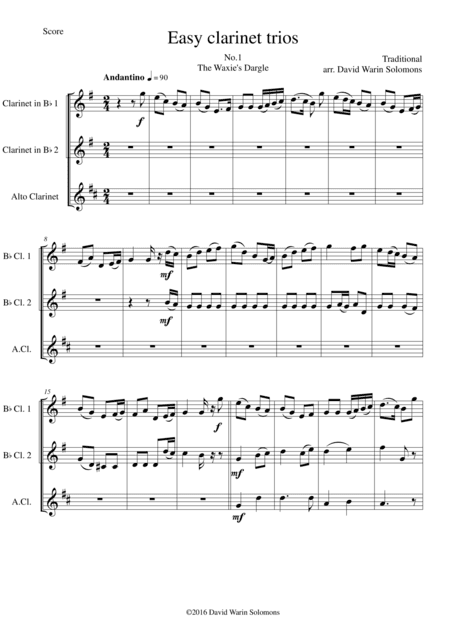 The Waxie's Dargle (The girl I left behind me) for clarinet trio (2 B flats and 1 Alto) (arr. David Warin Solomons)