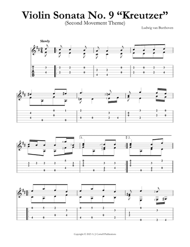 Violin Sonata No. 9 “Kreutzer” (Second Movement Theme) (arr. Mark Phillips)
