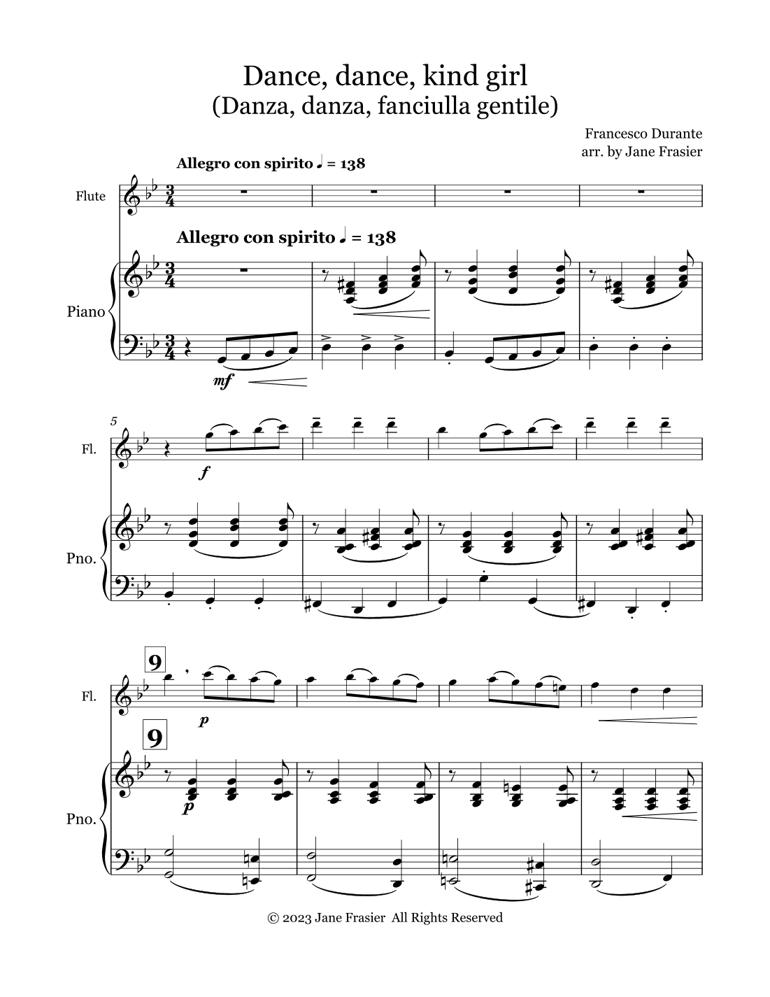 Dance, dance, kind girl (arr. Jane Frasier)