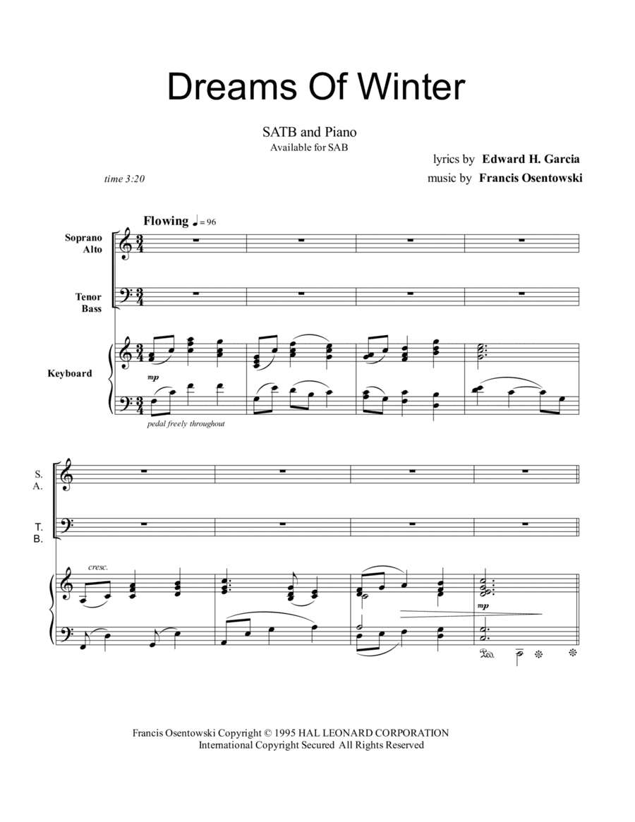 Dreams Of Winter (arr. Lyrics, Edward Garcia)