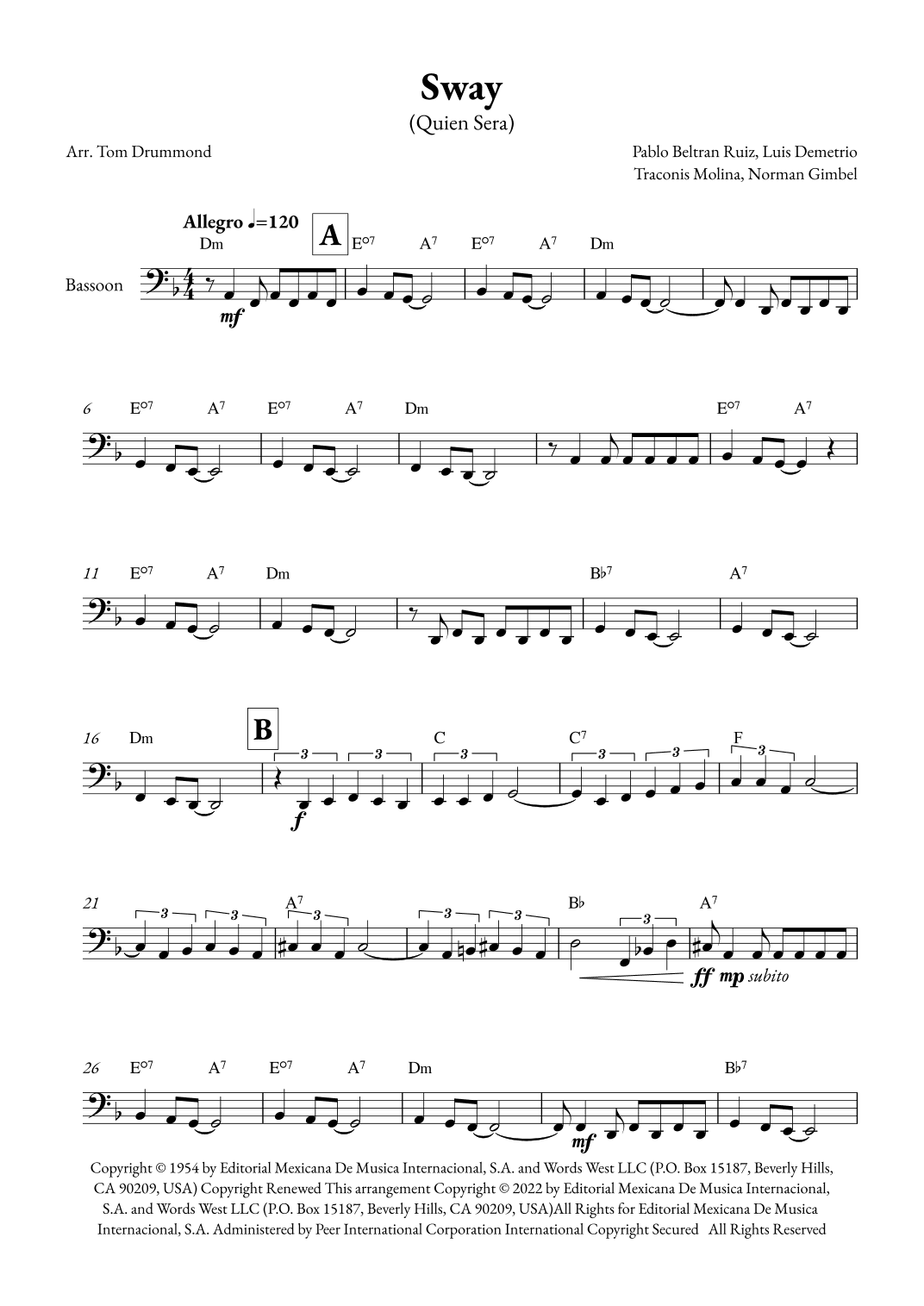 Sway (quien Sera) (arr. Tom Drummond)