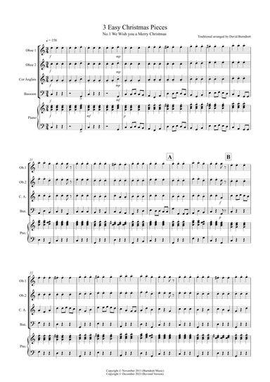 3 Easy Christmas Pieces for Double Reed Quartet (arr. David Burndrett)