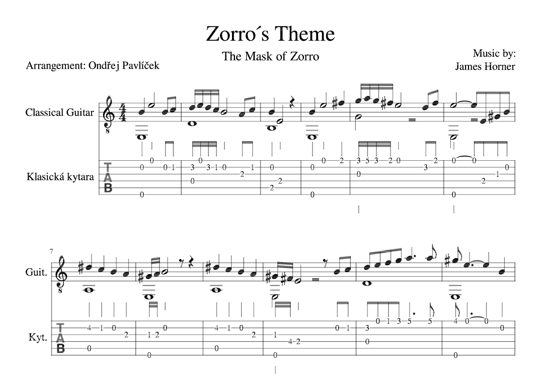 Zorro's Theme (arr. Ondřej Pavlíček)