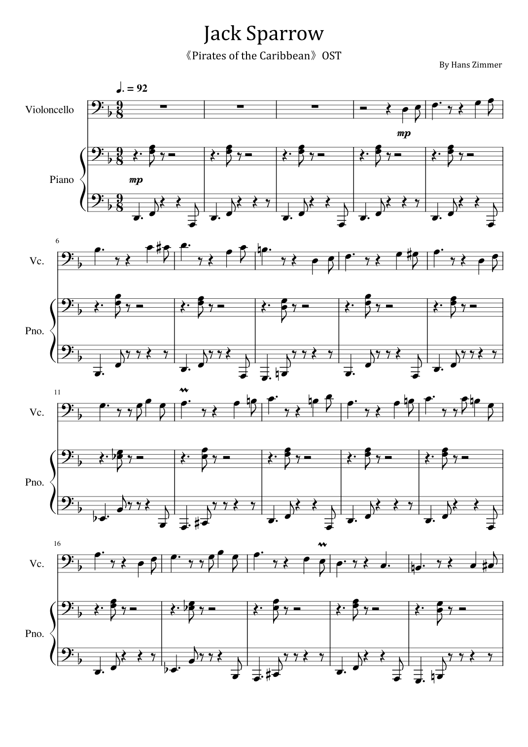 Jack Sparrow (arr. poon)