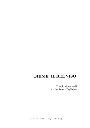 OHIME' IL BEL VISO - C, Monteverdi - Arr. For SSTTB (or SSATB) Choir (arr. Renato Tagliabue)