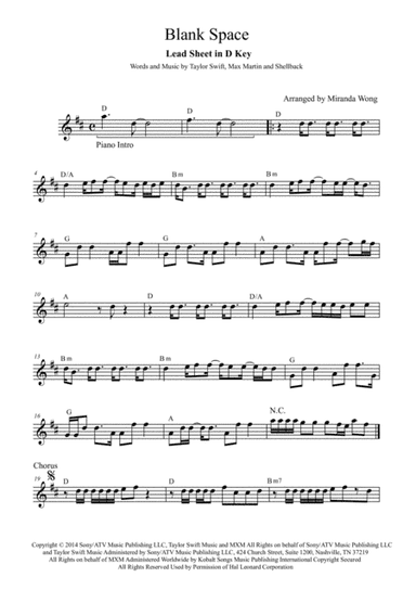 Blank Space (arr. Miranda Wong)