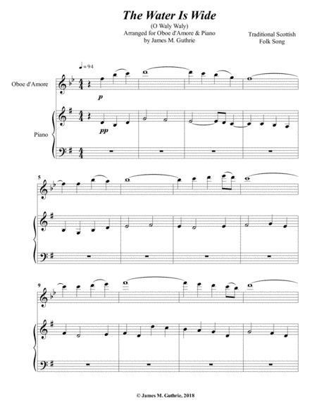 The Water is Wide for Oboe d'Amore & Piano (arr. James M. Guthrie)
