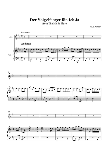 Der Vogelfänger bin ich ja (arr. André Nusa)